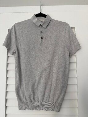 Suit Supply Cotton Silk Polo, Light Gray, Size Small